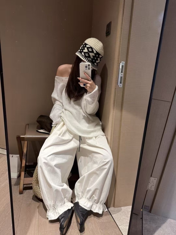 入秋超柔紗洗棉花邊燈籠長褲