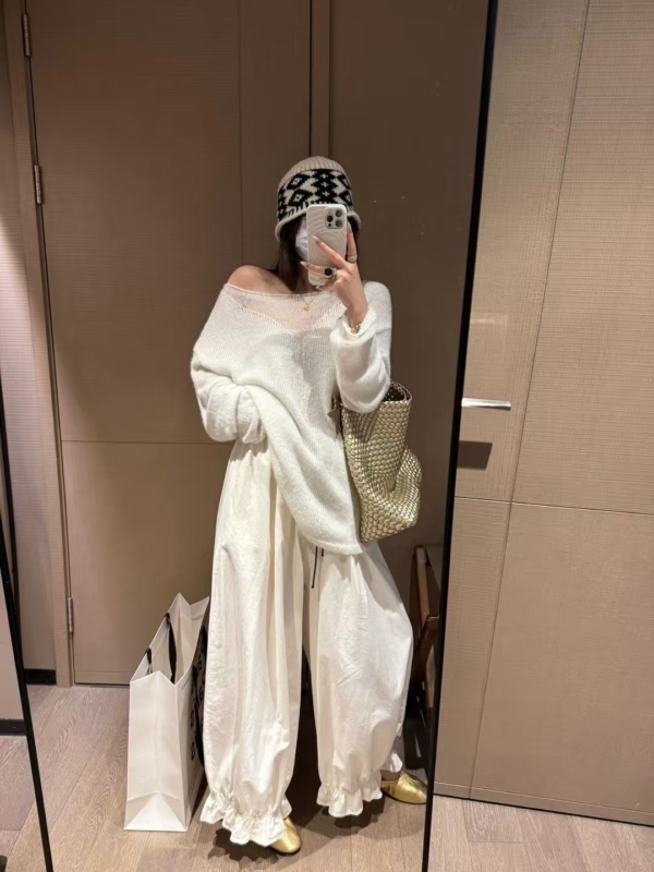 入秋超柔紗洗棉花邊燈籠長褲