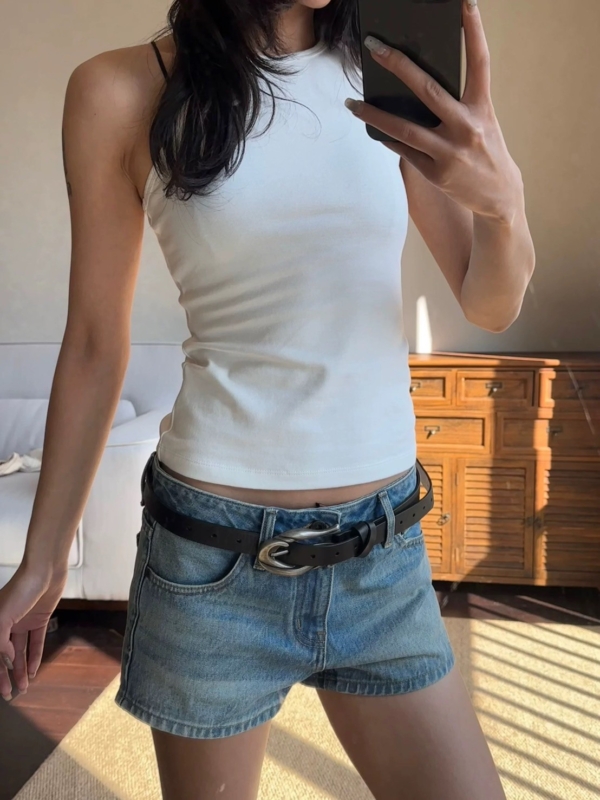 LINE_ALBUM_百搭低腰牛仔褲_250813_10 經典低腰全棉復古直筒洗水百搭牛仔短褲