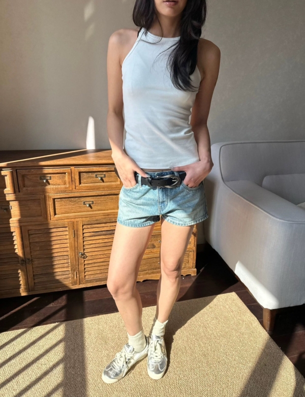 LINE_ALBUM_百搭低腰牛仔褲_250813_2 經典低腰全棉復古直筒洗水百搭牛仔短褲