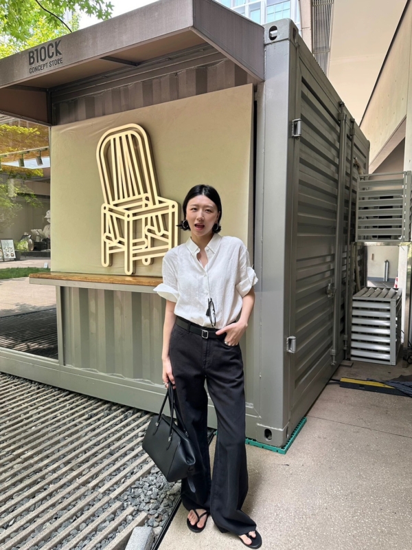 夏款純亞麻袖口翻折休閒襯衫上衣