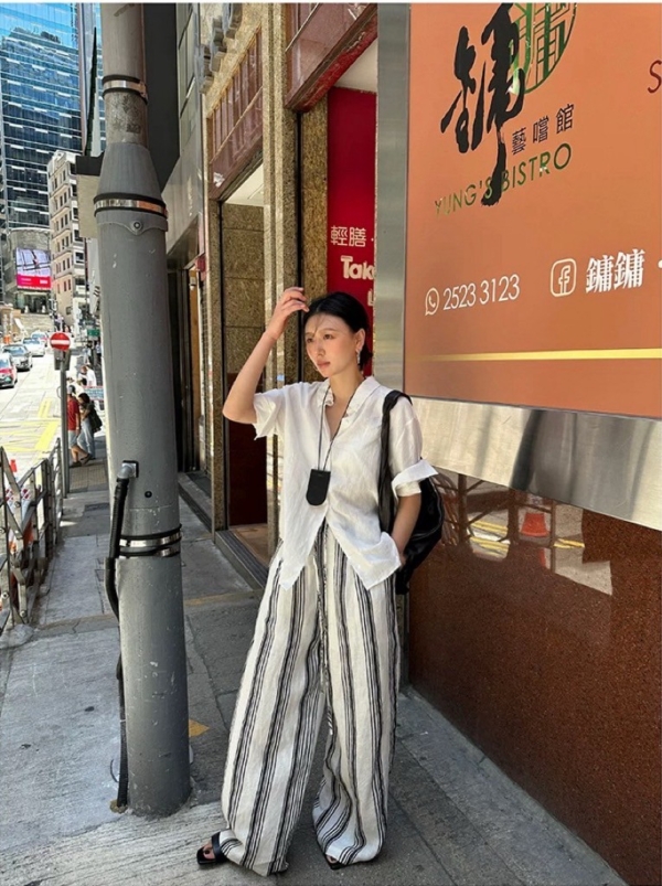 夏款純亞麻袖口翻折休閒襯衫上衣