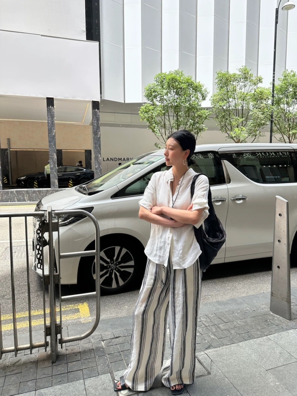 夏款純亞麻袖口翻折休閒襯衫上衣