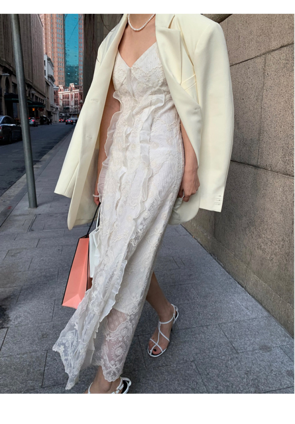 純欲鏤空性感低胸蕾絲吊帶裙