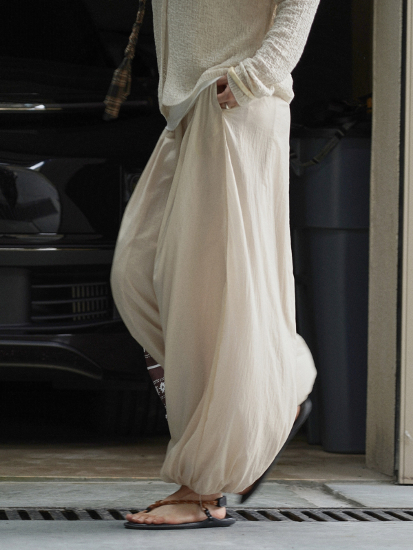 薄紗輪廓氣球褲柔軟舒適顯瘦長褲