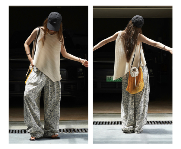 簡約不規則圓領無袖背心彈性褶皺乾爽透氣上衣