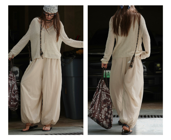 薄紗輪廓氣球褲柔軟舒適顯瘦長褲