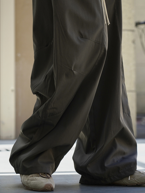 拼接輪廓搭配腰繩休閒褲卡寬鬆舒適顯瘦長褲