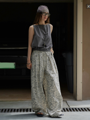 腰果花闊腿休閒褲垂感拖地休閒長褲