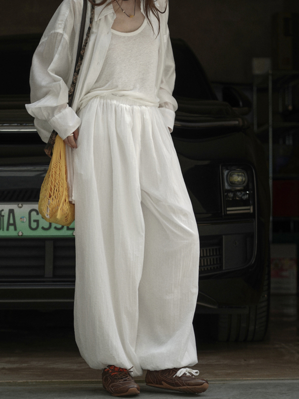 薄紗輪廓氣球褲柔軟舒適顯瘦長褲