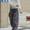 腰果花闊腿休閒褲垂感拖地休閒長褲