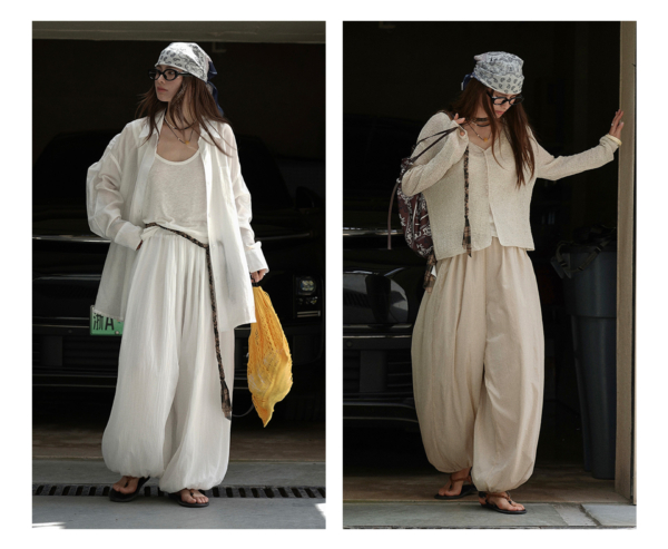 薄紗輪廓氣球褲柔軟舒適顯瘦長褲