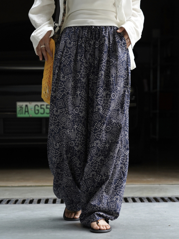 腰果花闊腿休閒褲垂感拖地休閒長褲