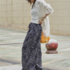 腰果花闊腿休閒褲垂感拖地休閒長褲