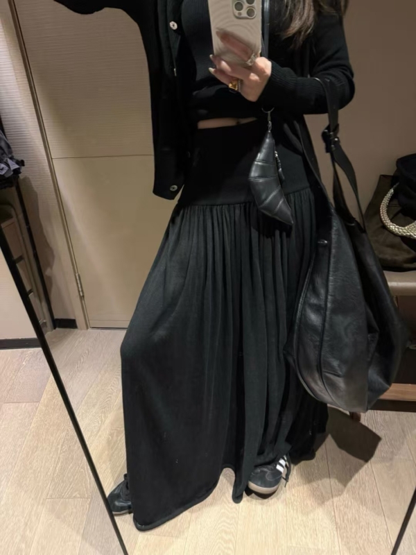 入秋無袖背心針織長裙三件式開衫套裝