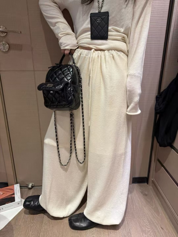 秋款不規則上衣羊毛燈籠褲針織2件套裝