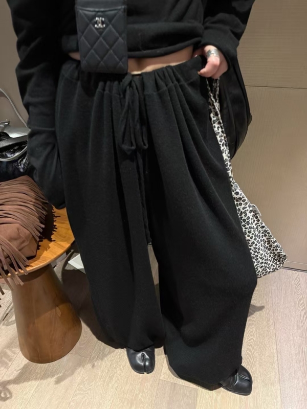 秋款不規則上衣羊毛燈籠褲針織2件套裝