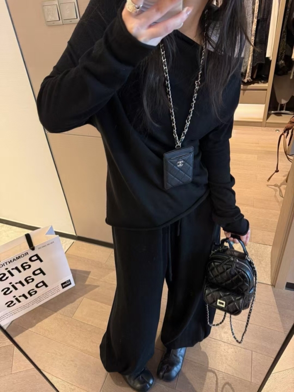 秋款不規則上衣羊毛燈籠褲針織2件套裝