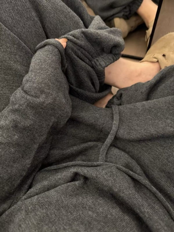 秋款不規則上衣羊毛燈籠褲針織2件套裝