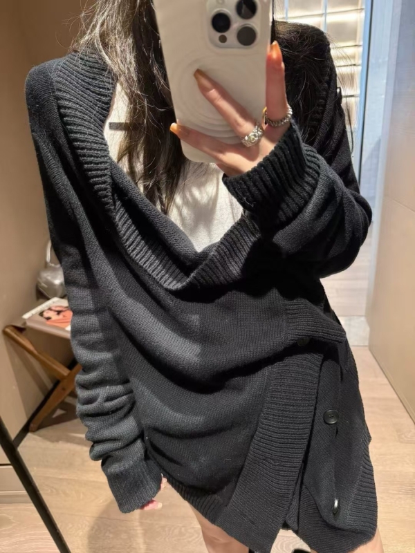 多穿不規則針織開衫上衣