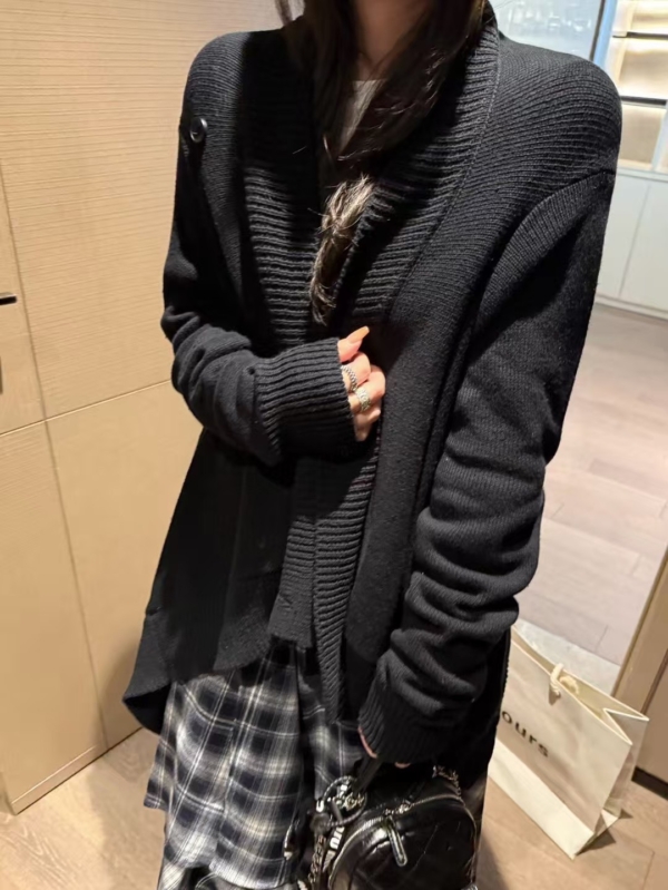 多穿不規則針織開衫上衣