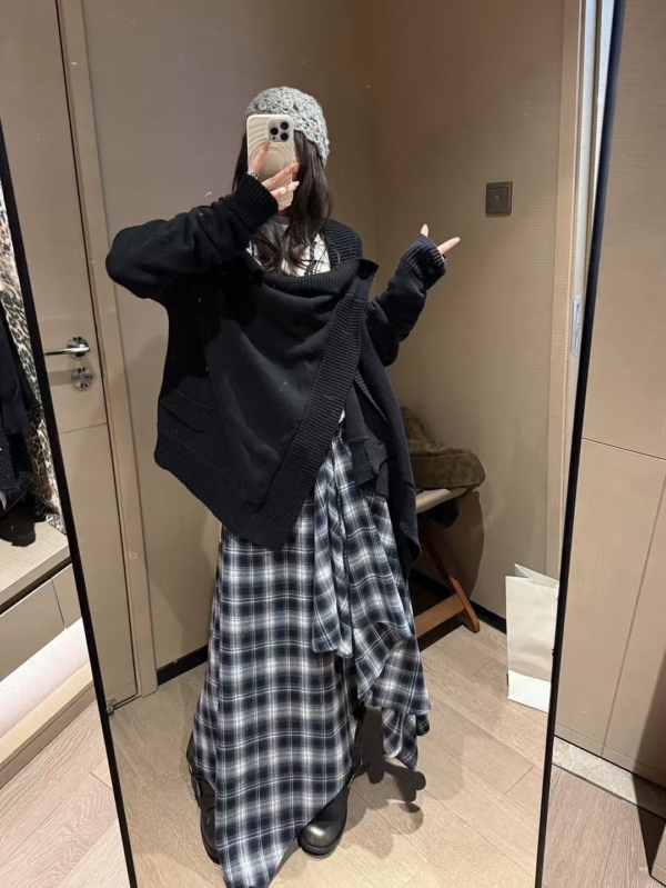 多穿不規則針織開衫上衣