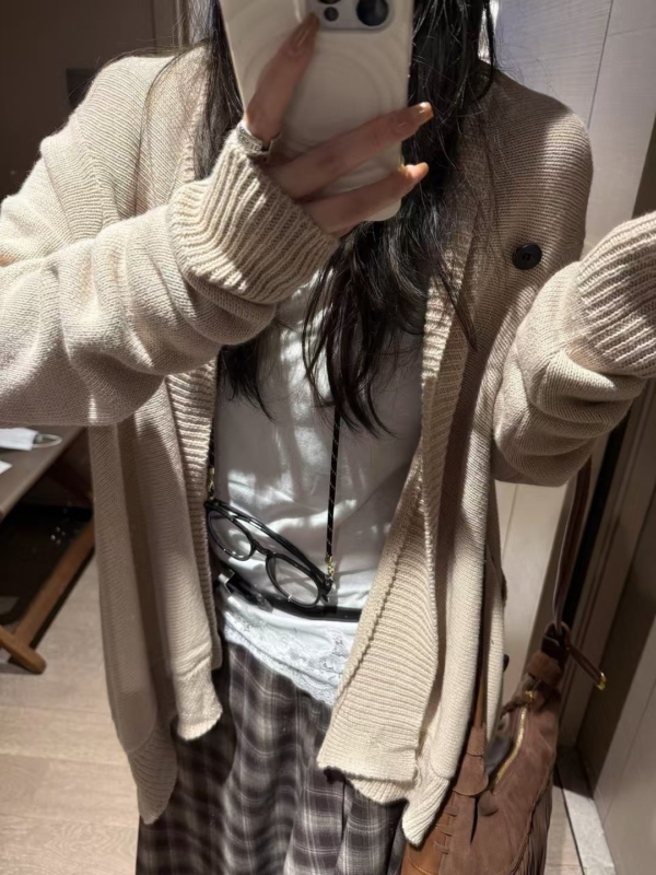 多穿不規則針織開衫上衣