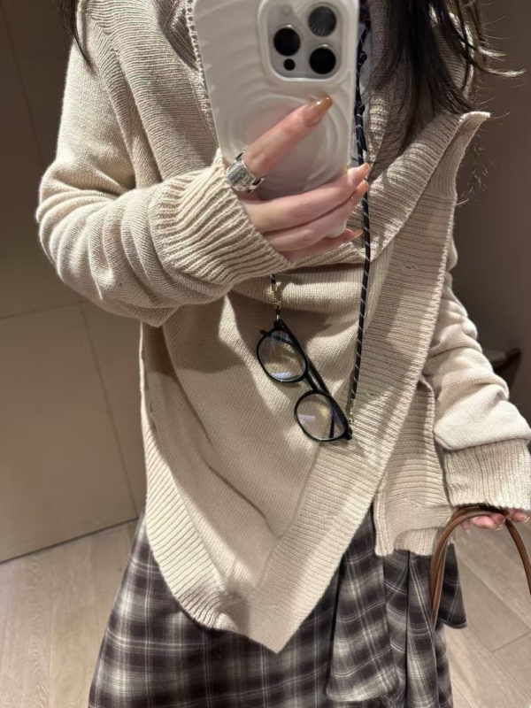 多穿不規則針織開衫上衣