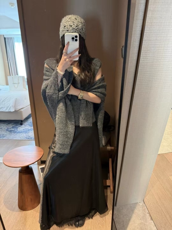 蕾絲背心開襟衫兩件毛衣套裝