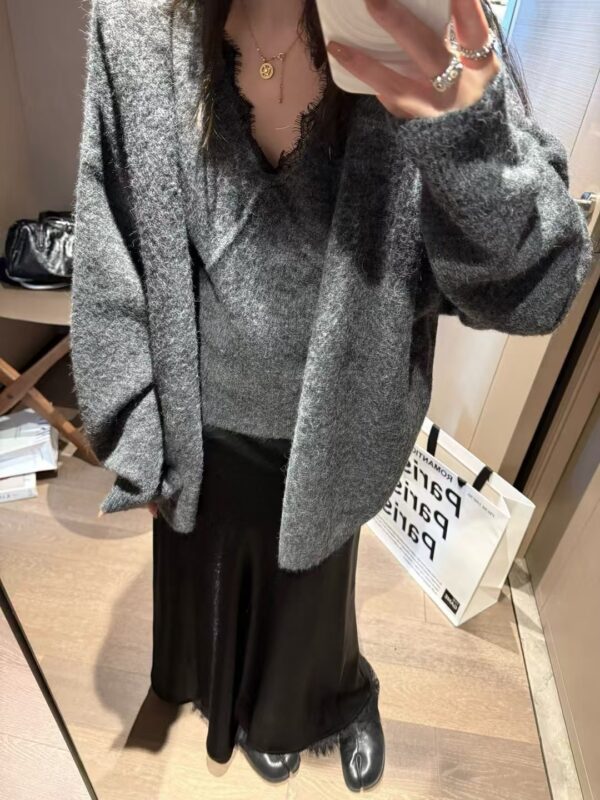 蕾絲背心開襟衫兩件毛衣套裝