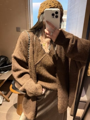 蕾絲背心開襟衫兩件毛衣套裝