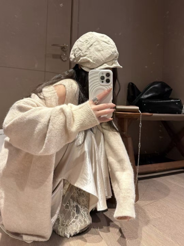 蕾絲背心開襟衫兩件毛衣套裝