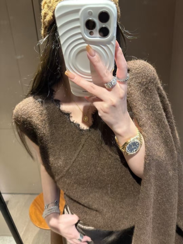 蕾絲背心開襟衫兩件毛衣套裝