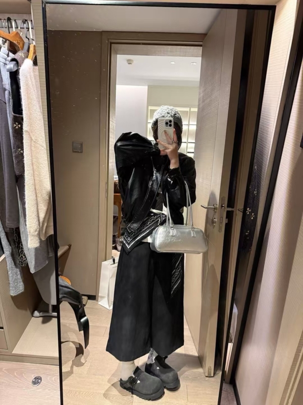 入秋仿磨皮麂皮絨感八分皮褲