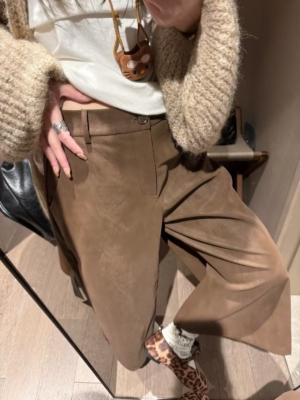 入秋仿磨皮麂皮絨感八分皮褲