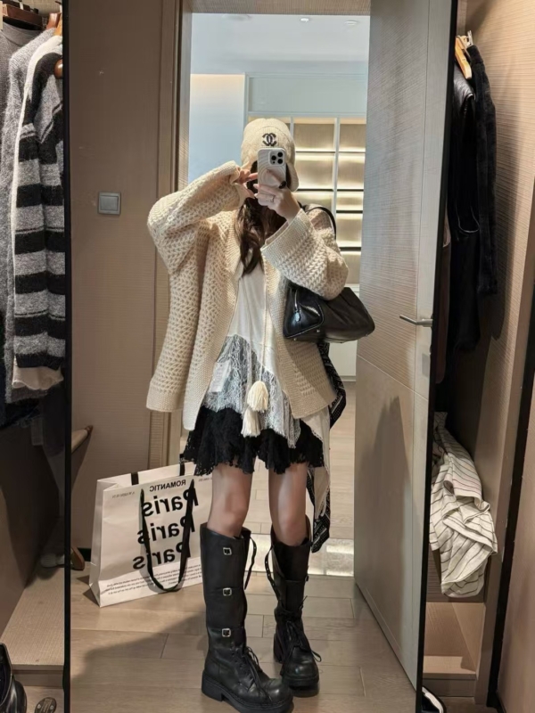 糯米絨毛球大開衫外套