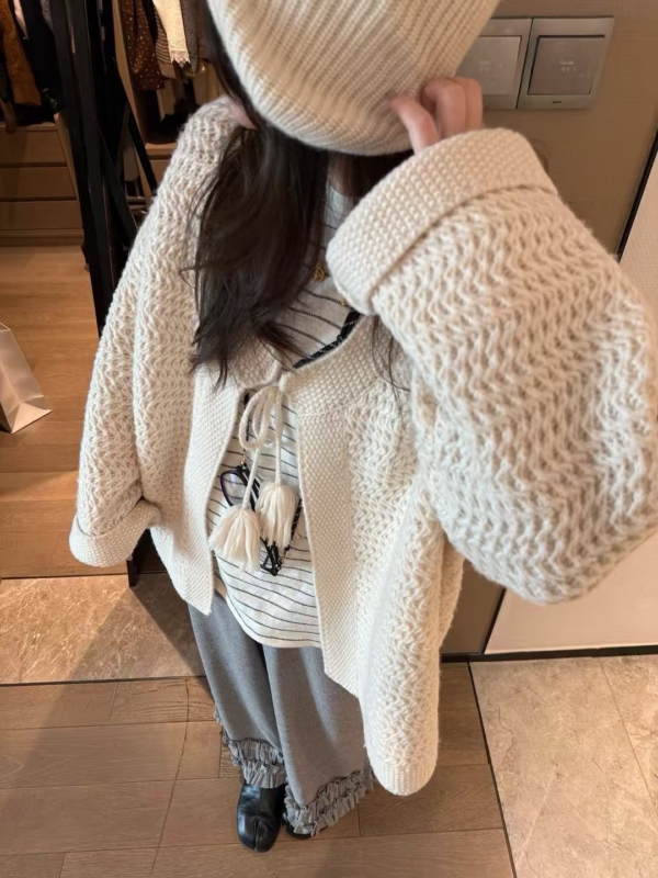 糯米絨毛球大開衫外套