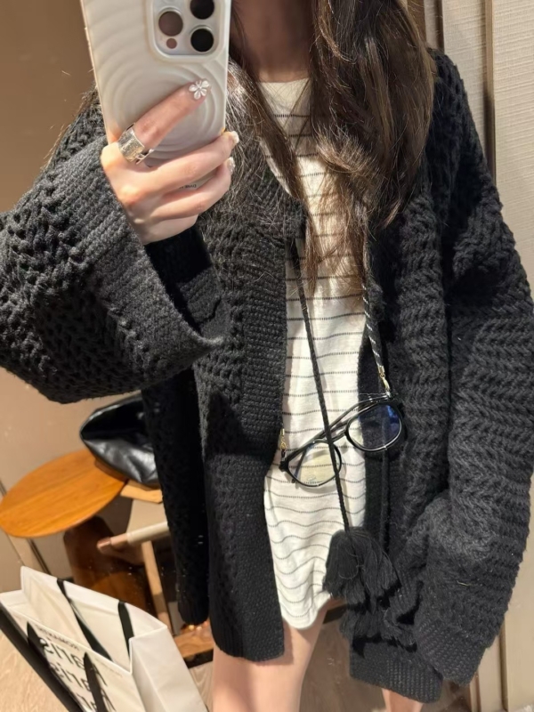 糯米絨毛球大開衫外套