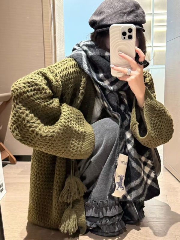 糯米絨毛球大開衫外套