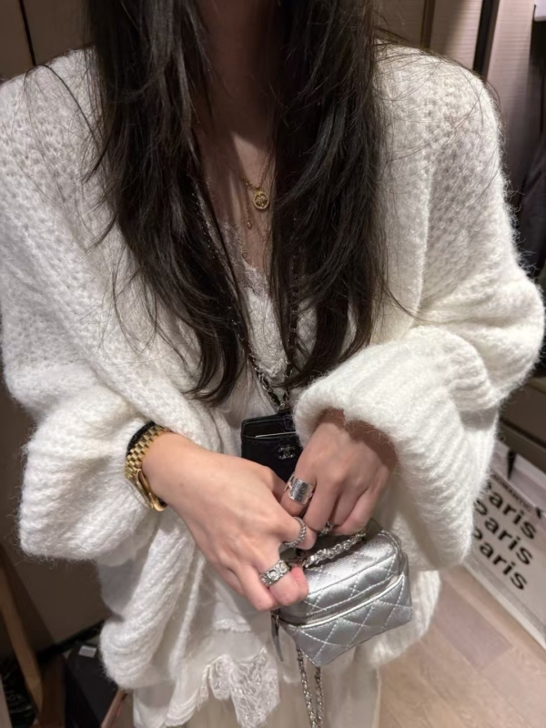 羊駝絨燈籠袖大開衫毛衣外套