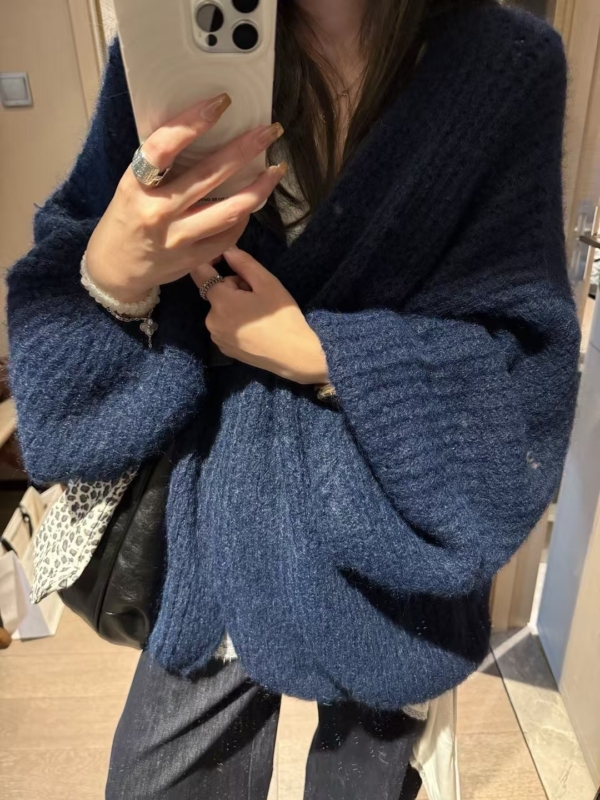 羊駝絨燈籠袖大開衫毛衣外套