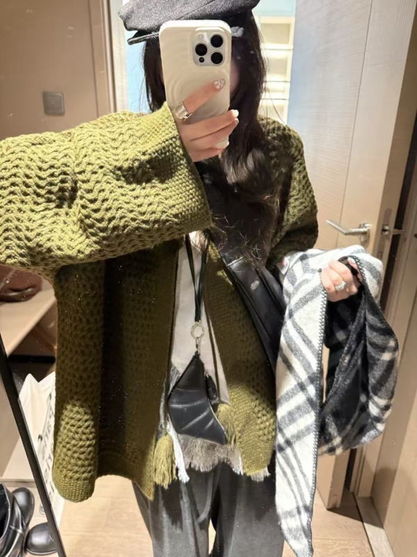 糯米絨毛球大開衫外套