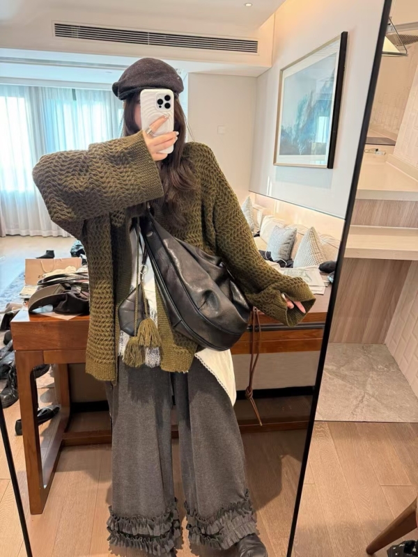 糯米絨毛球大開衫外套