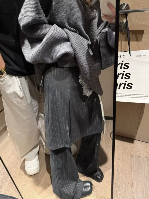 條紋西裝屁簾長褲