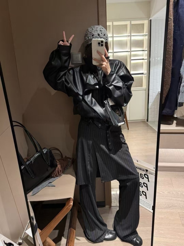 條紋西裝屁簾長褲