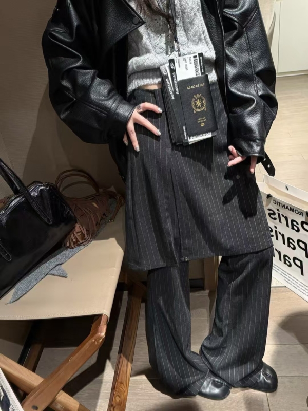 條紋西裝屁簾長褲