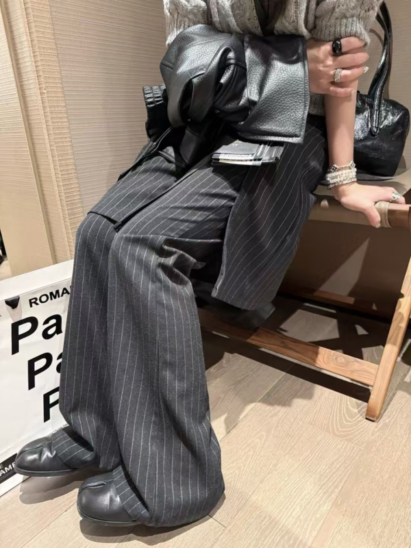 條紋西裝屁簾長褲