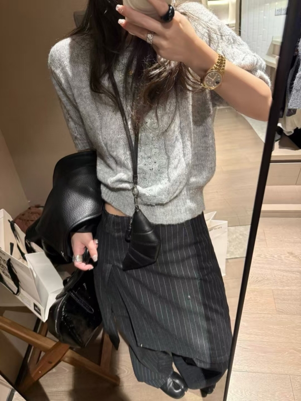 條紋西裝屁簾長褲