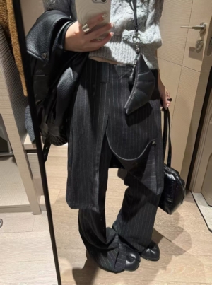 條紋西裝屁簾長褲