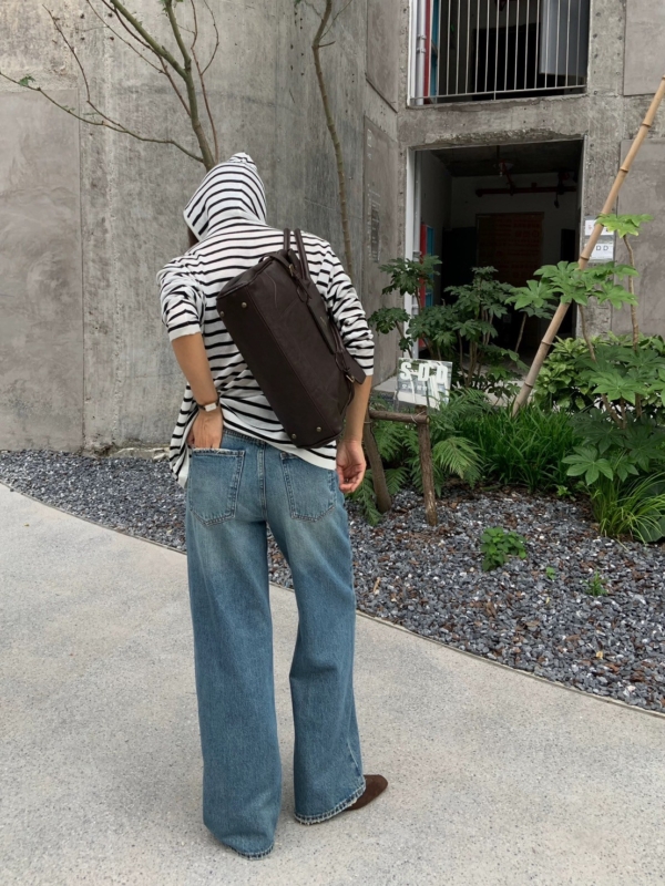 羊毛條紋連帽針織上衣